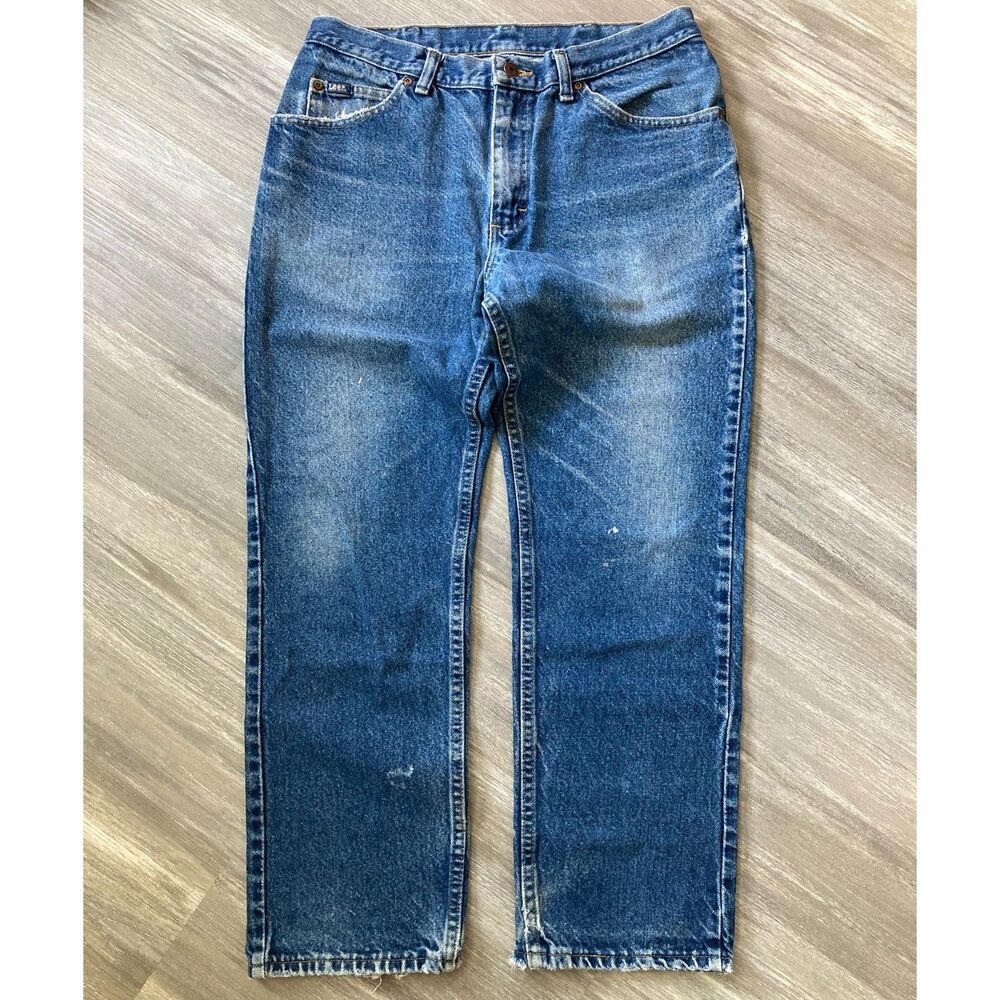 Vintage Lee 200 Jeans Skater Grunge 100% Cotton 30x26 Relaxed Fit Contrast Fades